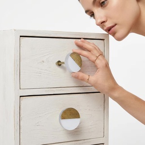 Pomos Redondos Modernos Minimalistas de Madera con Incrustaciones de Latón Tejido, Multifuncionales para Muebles de Dormitorio y Villa - Product Image 3