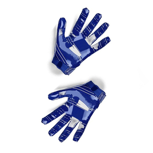 Custom Football Receiver <b>Gloves</b> Men's <b>Moisture</b> Wicking Sublimated Print Blue Polyester All Seasons American Football Apparel - Product Image 6
