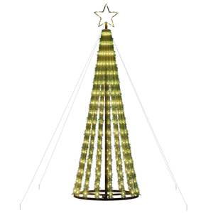 Sapin de Noël LED blanc chaud avec PVC vert foncé et fer cuivré pour l'éclairage de jardin - Product Image 4