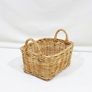 Plastic Eco-Friendly Rustic <b>Rectangular</b> Multifunction Storage <b>Basket</b> with Woven High Handles for Laundry Storage - Product Image 5