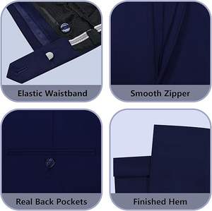 Costume de bureau 3 pièces pour hommes, bleu marine, style smoking, veste, pantalon et blazer, sur mesure, OEM, vente chaude - Product Image 3