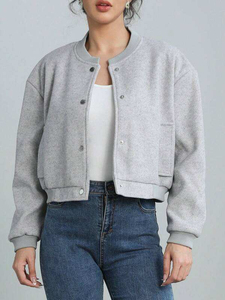 Wholesale Custom Womens Fashion Ribbed Letterman <b>Jacket</b> <b>Long</b> Sleeve Chenille Embroidery Logos Casual Baseball Breathable - Product Image 4
