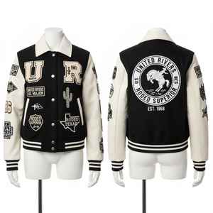 Veste universitaire de luxe en laine et cuir, style Letterman, avec patchs en chenille brodés, collection Baseball Fashion Factory - Product Image 5