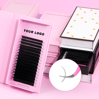 Extensions de cils en cachemire noir mat pour volume, faites à la main, véganes, sans cruauté, naturelles, longues, de haute qualité, emballage personnalisé