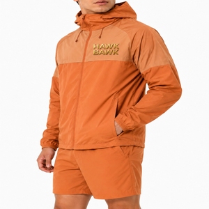 <b>Men</b>’s Color Block Windbreaker Hooded <b>Jacket</b> And Shorts Set Lightweight Front Zip Quick Dry Casual <b>Summer</b> Wear <b>For</b> <b>Men</b> - Product Image 3