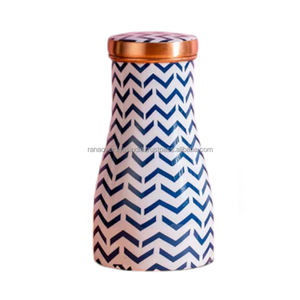 Handmade Eco Friendly 100 % Pure Copper <b>Water</b> <b>Jar</b> Zig Zag Enameled Print Bedside Carafe for Drinking <b>Water</b> at Low Price - Product Image 4
