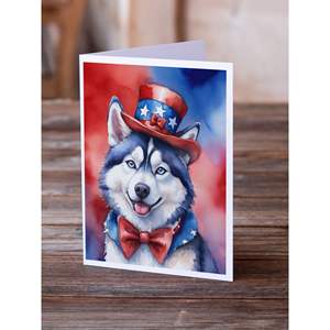 Husky siberiano patriótico americano caprichoso A7 tarjetas de nota en blanco paquete 8 con sobres tarjetas de felicitación de tamaño 5x7 - Product Image 2