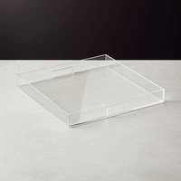Plateau de service élégant en acrylique pour thé, café, petit-déjeuner, plateau transparent en lucite personnalisé pour la maison et la décoration de table basse