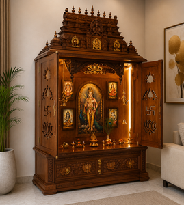 Traditional South Indian Ashta Lakshmi Pooja <b>Mandir</b> Luxury Wooden Prayer Temple Royal Indian Pooja <b>Mandir</b> Cabinet for Home Decor - Product Image 2