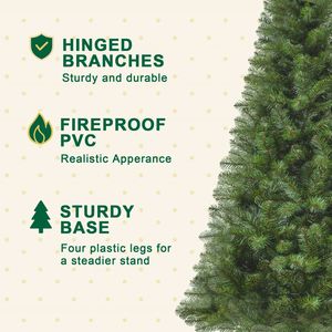 Albero di Natale Verde Non Illuminato da 180 cm con 582 Punte in PVC e Supporto a 4 Gambe in Plastica, Rami Interamente in PVC - Product Image 4
