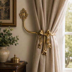 Vintage Brass Curtain Holdback <b>Bow</b> Design Decorative Curtain Tieback Wall Mounted Drapery <b>Holder</b> Luxury Home Hotel Hardware - Product Image 4