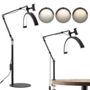 Lampada da pavimento e da scrivania 2 in 1 a LED a mezza luna per estetisti frusta la luce con funzione di ingrandimento ad arco - Product Image 1