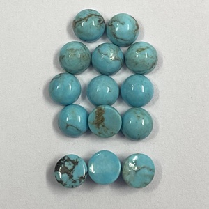 อัญมณีบำบัดหลวมทรงโดมทรงกลมสีเทอร์ควอยส์เมทริกซ์สีทองธรรมชาติ10มม. ทำด้วยมือ - Product Image 1