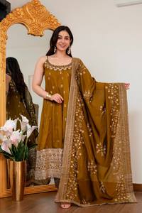 Elegante Traje Anarkali para Mujer, Conjunto de Vestido Bordado sin Mangas, Ropa para Bodas y Fiestas Pakistaníes - Product Image 6