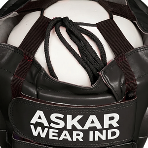 Askar Wear Ind <b>Boxing</b> <b>Headgear</b> Cowhide Leather Protective Training Gear Adult Size Black - Product Image 4