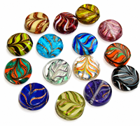 Perles en verre cristal faites à la main, en forme de pièce de monnaie, 18 mm/20 mm |   Décoration de table en forme de rideau de bijoux aux designs attrayants et aux couleurs variées