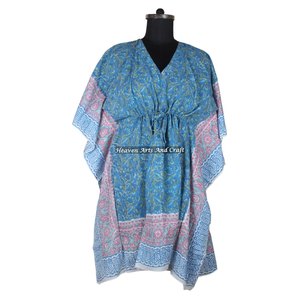 Women Silk Short Kaftan High Quality Women Clothes Short Caftan Nice Lady Dress Best Hand Block Print Dress Manufacturing - Product Image 1