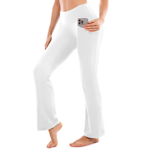 Mid Waist Flare <b>Leggings</b> For Women Cross Waist <b>Flared</b> Yoga Pants Soft Ribbed Knit Trousers Breathable Casual Sports Activewear - Product Image 4