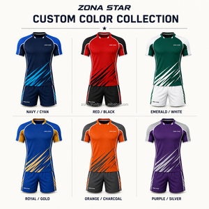 Uniforme de Rugby Personalizado al por Mayor, Sublimado, Azul Oscuro y Claro, Transpirable, de Secado Rápido, Conjunto de Camiseta y Pantalones Cortos, Ropa Deportiva para Equipos, OEM - Product Image 6