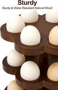 Organizador de Huevos Giratorio de Madera de Acacia, Estante de Almacenamiento de Huevos de 5 Niveles que Ahorra Espacio, Capacidad para 30 Huevos, Estante Organizador para Encimera de Cocina - Product Image 4