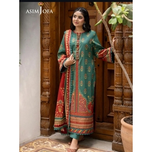 Colección de Verano Asim Jofa, Conjunto Premium de 3 Piezas con Dupatta, Pantalón de Cambray Teñido, Vestidos Salwar Kameez Pakistaníes e Indios - Product Image 5