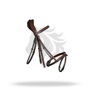 Bridon d'équitation anglais de taille complète avec nezier anatomique français et surpiqûres décoratives pour le confort du cheval - Product Image 1