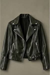 Chaqueta de Moto de Cuero PU para Hombre, Cuello Camisero, Cierre de Cremallera, Corte Ajustado, Largo Corto, para Otoño - Product Image 3