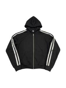 Sudadera con capucha negra con efecto acid wash, extragrande, con cremallera, para hombre, estilo casual urbano - Product Image 1