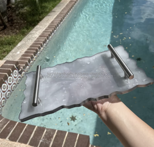 Plateau de service en résine époxy, plateau de service combiné résine et époxy pour bar et maison - Product Image 1