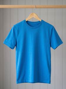 เสื้อยืดสีน้ำเงินผ้าฝ้าย แขนสั้น คอกลม สำหรับผู้ชาย สกรีนโลโก้ได้ ใส่สบายๆ - Product Image 1