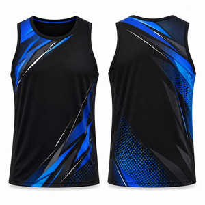 Custom Men's Athletic Tank Top 100% Polyester Lightweight Breathable Quick Dry Silk Screen Printed Front Gym Training Singlet - Product Image 1