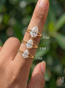 Bague de fiançailles en argent sterling 925 avec moissanite taille poire, halo caché, branches fendues, plaqué rhodium et or, cadeau de mariage pour femme - Product Image 5