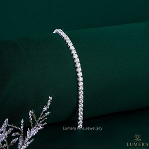 14K 18K <b>White</b> Gold Lab Grown Diamond Tennis <b>Bracelet</b> – Alternating Emerald and Round Cut CVD Fine Jewelry - Product Image 2