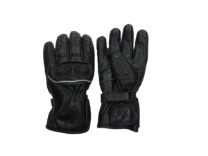 Gants de vélo pour homme en cuir noir, à doigts entiers, avec fermeture à boucle, imperméables, pour la conduite hivernale - Product Image 1