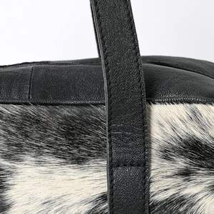 Genuine Cowhide Leather Hair on Duffle <b>Bag</b> Vintage Fashion Zipper Portable Travel Weekender Carry on Large Capacity LHDB-0017 - Product Image 5