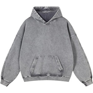 Sweat à capuche pour homme, coupe classique, manches longues, 100% coton, lavage acide, doublure polaire solide de haute qualité, impression personnalisée. - Product Image 4