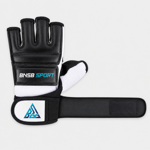 Guantes de Entrenamiento sin Dedos de Piel Sintética PU Transpirable en Blanco y Negro, Nudillos Acolchados, Soporte de Muñeca Ajustable, Unisex, para Boxeo - Product Image 3