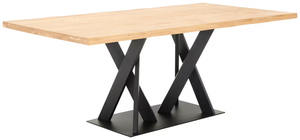 Table à manger en bois d'acacia massif de qualité supérieure avec pieds en métal robustes, meubles en bois à bord naturel pour maison moderne, restaurant, ferme - Product Image 2