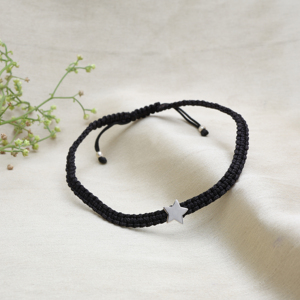 Bracelet étoile en paracorde noir fait main avec pierres précieuses, personnalisé pour les relations, bijou ajustable pour homme, protection et guérison - Product Image 3