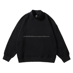 SY380 Sudadera de algodón pesado con cremallera, ropa de calle de invierno de alta calidad, sudaderas con capucha con hombros caídos lisos de lana de gran tamaño - Product Image 3