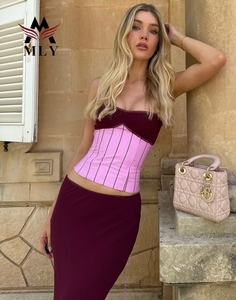 Wholesale Factory <strong>Women's</strong> Sexy Two Piece <strong>Swim</strong> Dress Elegant Spaghetti Strap Corset Top with Slim Fit Long <strong>Skirt</strong> - Product Image 3