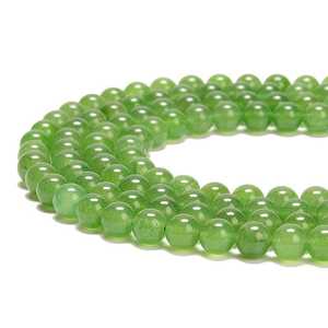 Perles rondes en jade vert naturel, lisses, en vrac, pour la fabrication de bijoux, colliers, bracelets, artisanat DIY, vente en gros - Product Image 3
