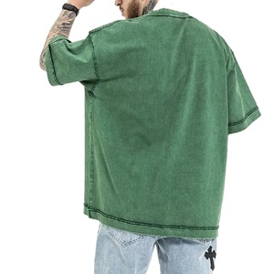 100% coton surdimensionné lavé à l'acide en détresse T-Shirt lourd avec Logo personnalisé en gros Vintage lavage hommes T-Shirt - Product Image 5