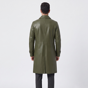 Manteau long d'hiver pour homme en cuir véritable de qualité supérieure, double boutonnage, réversible, écologique, style vintage, pour le bureau et les affaires - Product Image 2