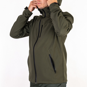 Customized Softshell Waterproof Wind-Resistant Breathable Lightweight Unisex Long Sleeve Hunting <b>Hooded</b> <b>Jacket</b> - Product Image 5