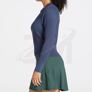 Polo de Mujer de Manga Larga, Tejido de Punto, Color Sólido, Casual, Transpirable, Mezcla de Spandex y Poliéster - Product Image 3