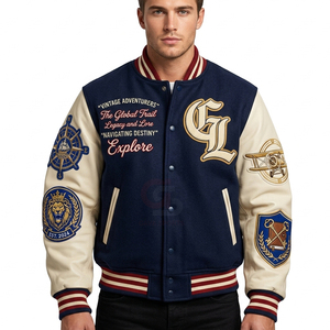Chaqueta Varsity de Invierno Personalizada con Logotipo, Talla Grande, de Lana y Chenilla, Bordada, con Parches Vintage y Mangas de Cuero para Hombre - Product Image 4