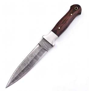Custom Handcrafted Damascus Steel Outdoor <b>Craft</b> Utility <b>Tool</b> Symmetrical Dual Edge Steel Guard Rosewood Handle - Product Image 6