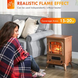 Caminetto Elettrico Moderno da 750W/1500W con Fiamme LED Realistiche e Tronchi, Colore Marrone Scuro, Display LCD, per Uso in Soggiorno (Versione UK) - Product Image 4