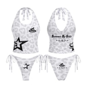 Traje de Baño de Mujer de Nylon y Spandex Premium de 200 GSM, Color Sólido Aqua, Tirantes Elásticos con Arcoíris, Logotipo Personalizado - Product Image 2